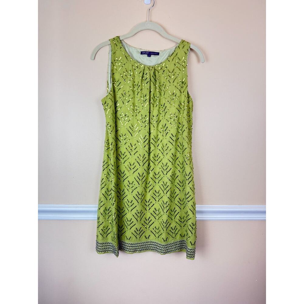 Hale Bob Dress Small Green Sequin Party Green